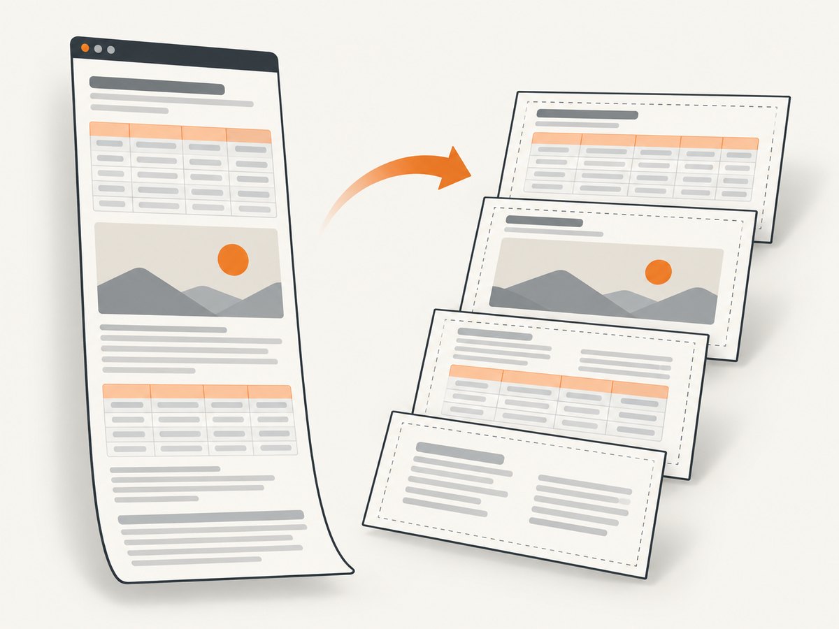 Paper size, orientation, scale, and load timing can change how long or wide content lands on PDF pages.