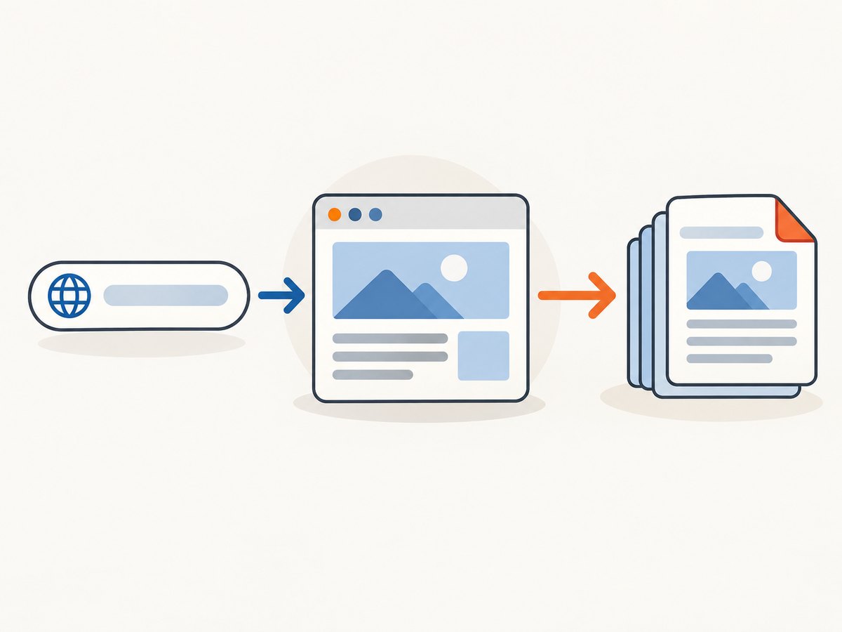 Acrobat desktop takes a URL or local HTML file, applies capture and layout settings, then creates a PDF to inspect.