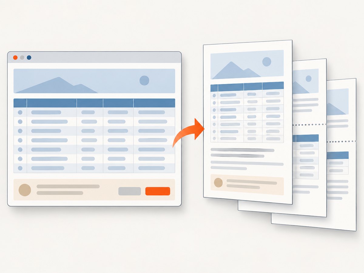 Capture scope and page layout settings determine what content is included and how it fits across PDF pages.