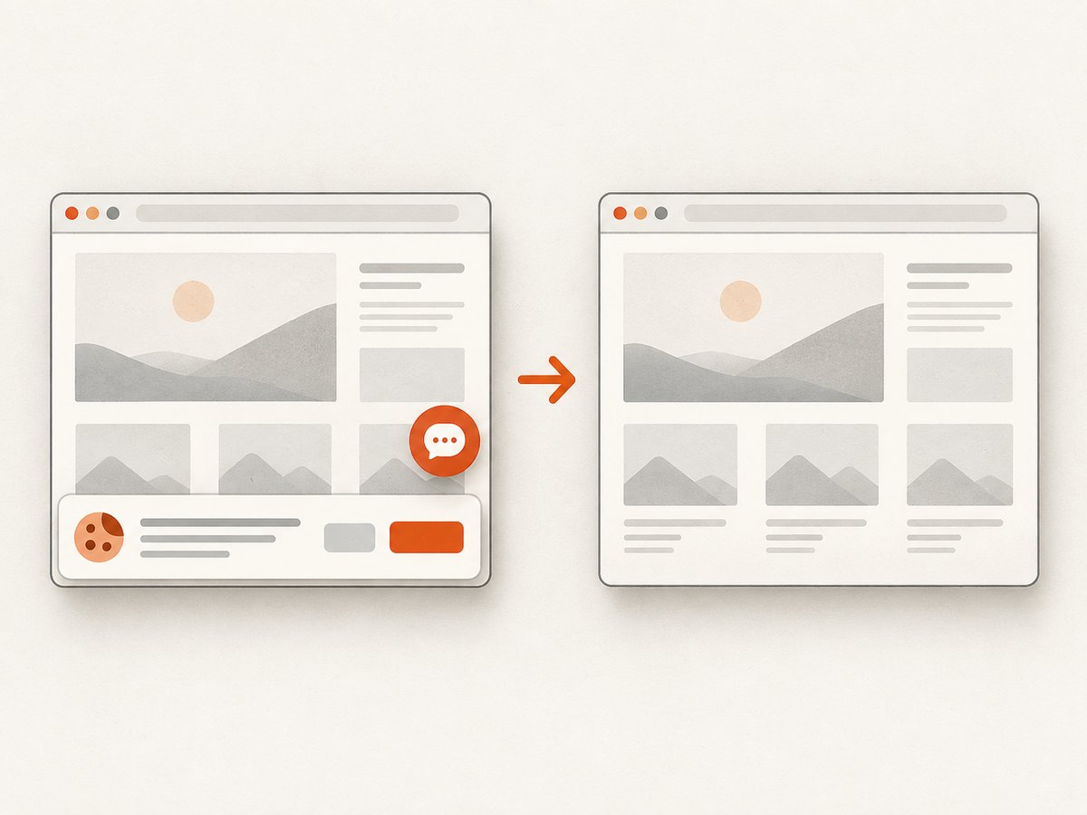 A clean capture flow removes common overlays before producing the page image.