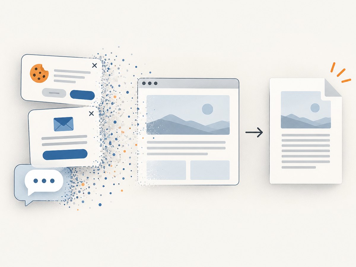 Consent and overlay elements can be handled before capture.