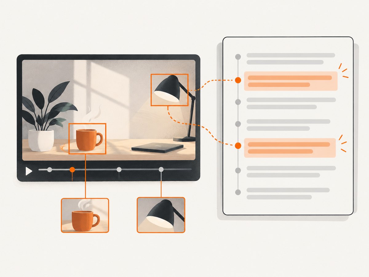 A transcript preserves spoken words; timestamps and permitted screenshots preserve visual context.