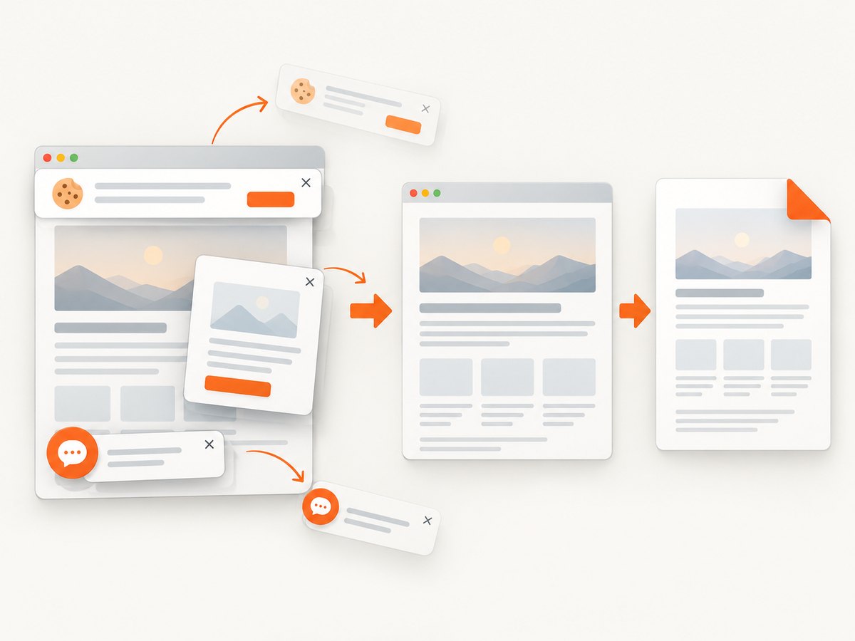 A capture service can remove common overlays before producing the document.