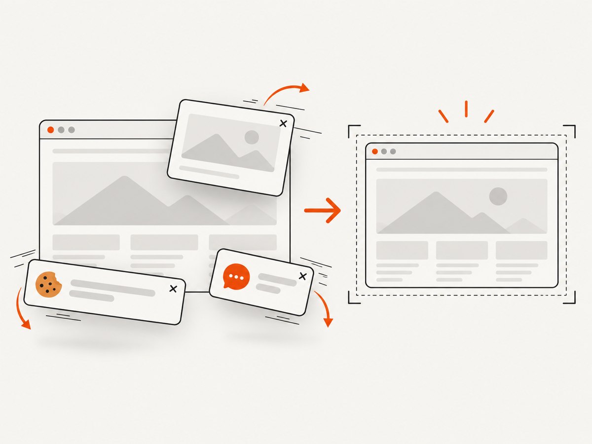 A clean capture removes common overlays before rendering the final image.