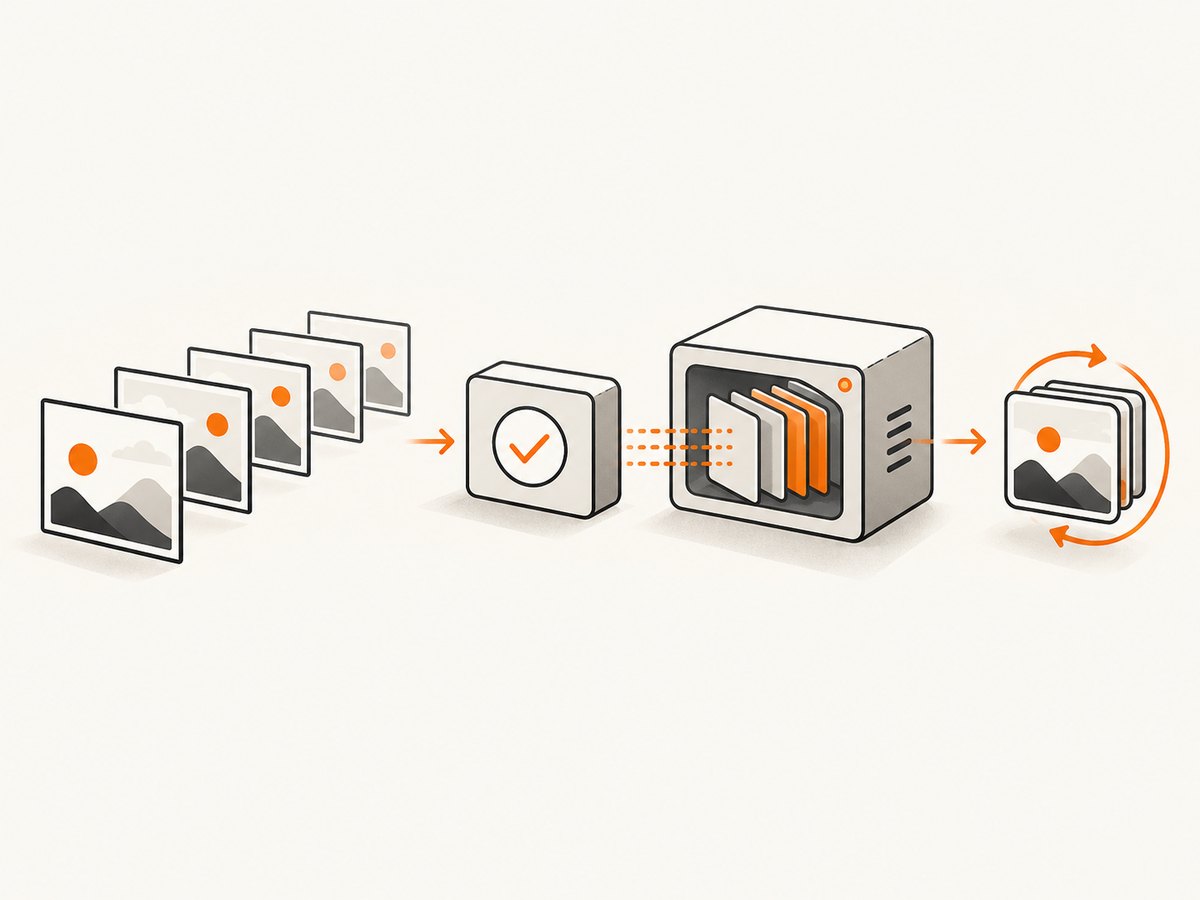 An API validates and orders the frames before encoding and returning a GIF.