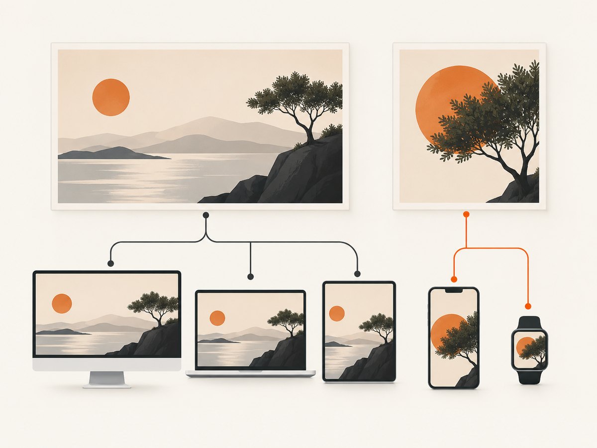 Responsive candidates let each viewport download an image close to its rendered size.