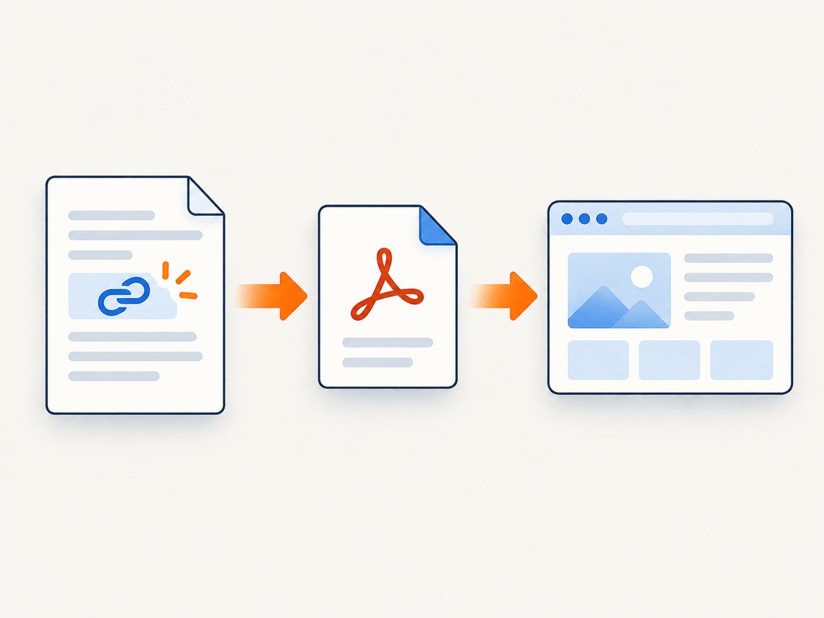Create and verify links in the source document before exporting the PDF.
