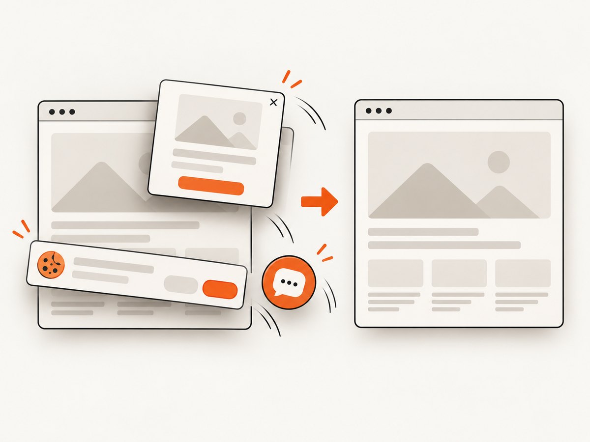 Consent banners and overlays should be removed before an automated page capture.