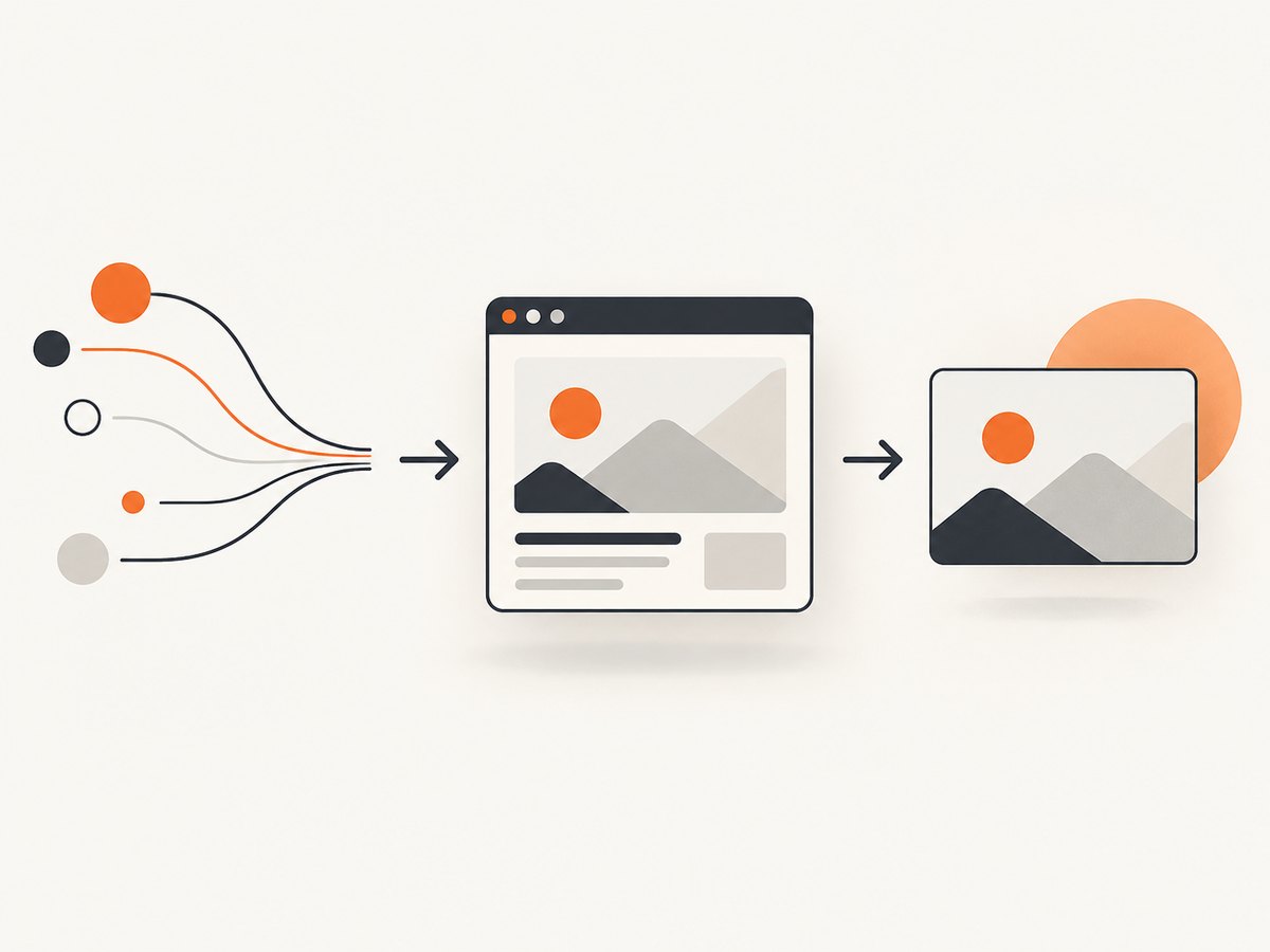 A repeatable request-to-capture workflow turns a live article into a thumbnail.