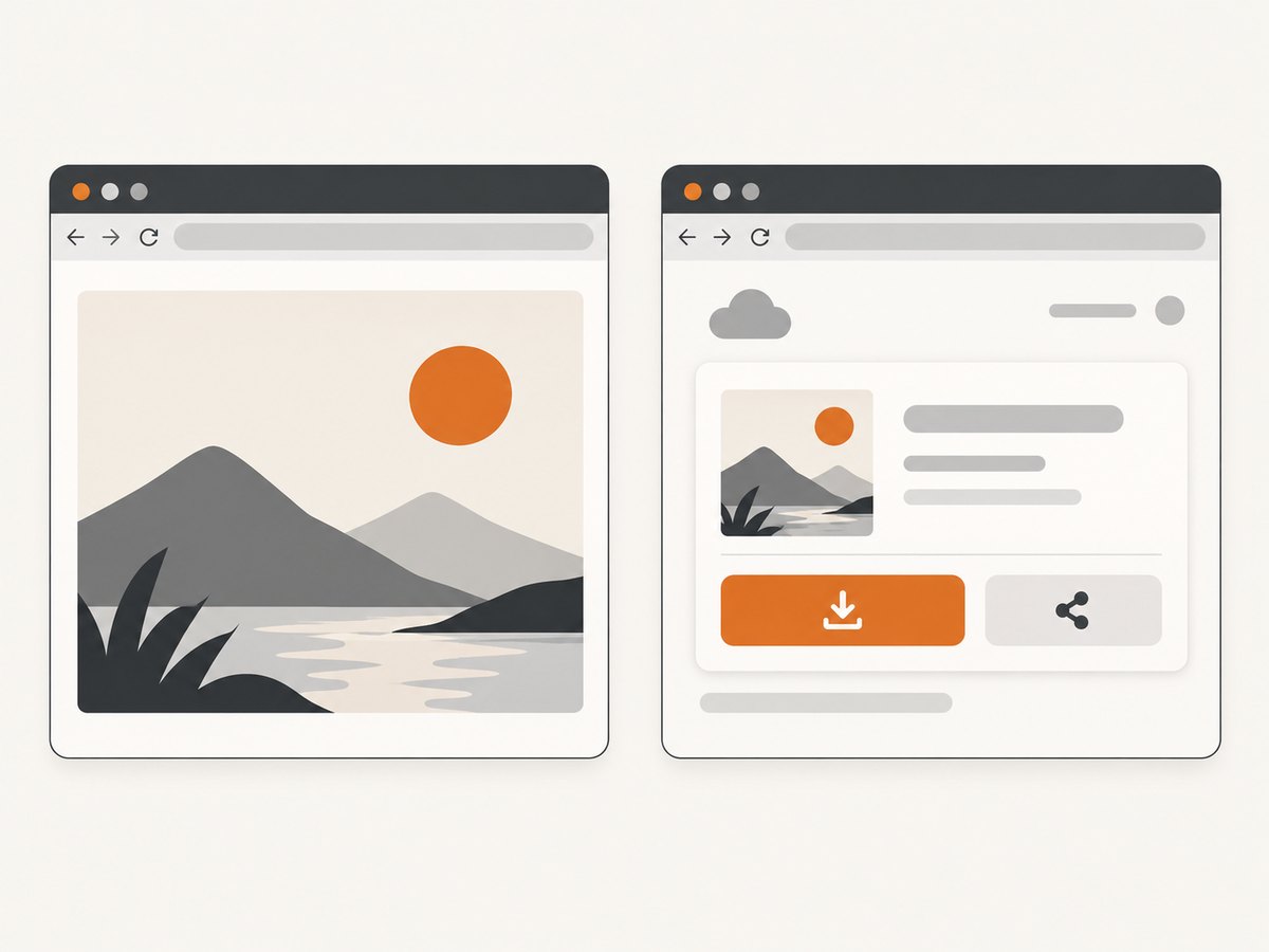 A share-page link and a direct image URL can point to different experiences.