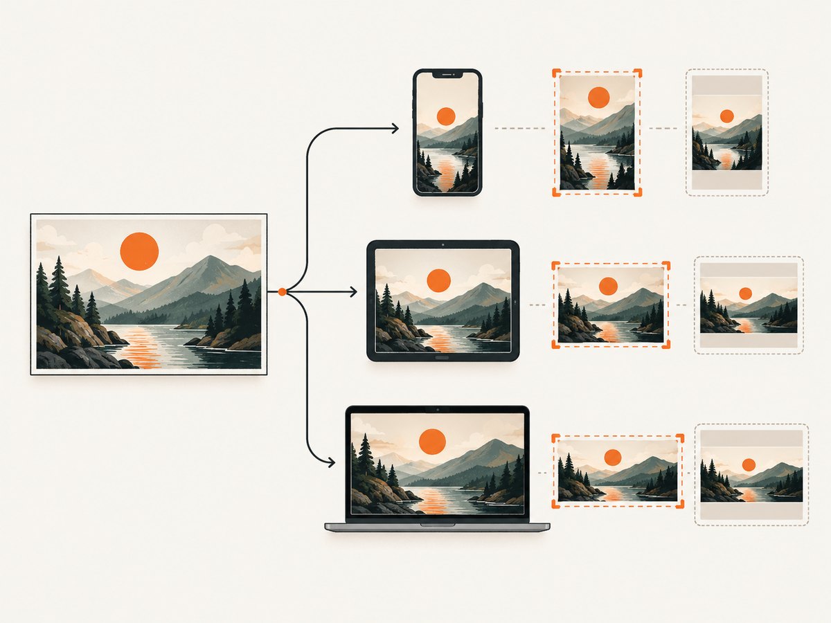 Responsive sources let the browser choose an image that matches the thumbnail slot.