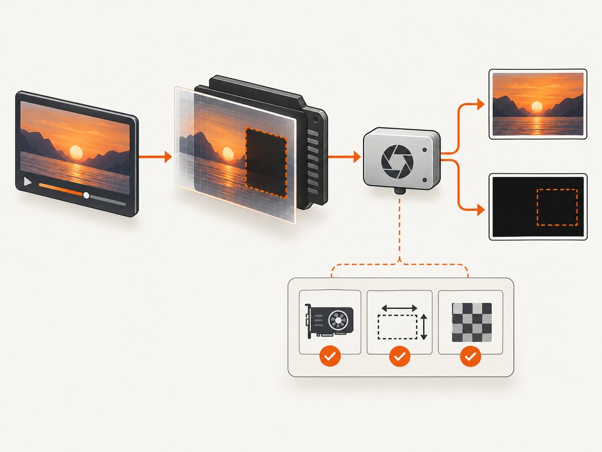 A capture-only black region can come from a protected presentation path or from a broken frame pipeline.