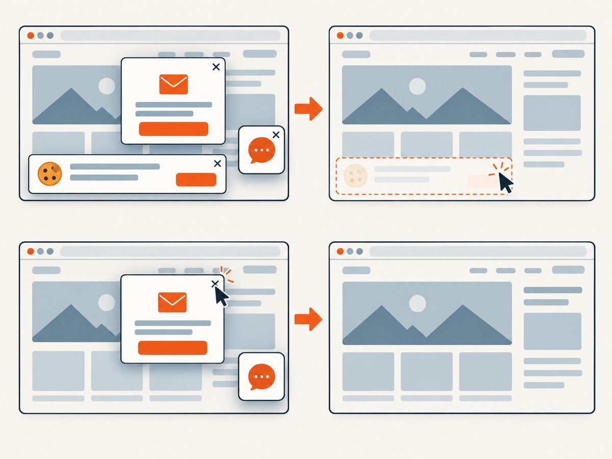 ScreenshotNeo can remove known consent banners, newsletter popups, and chat widgets before capture.
