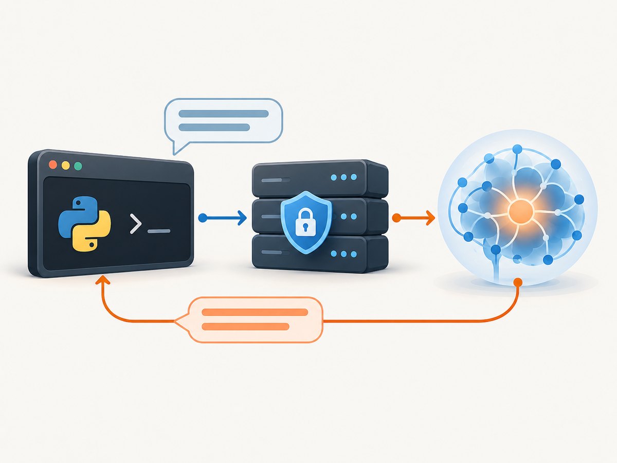 A small Python loop sends each user message to the model and prints its reply.