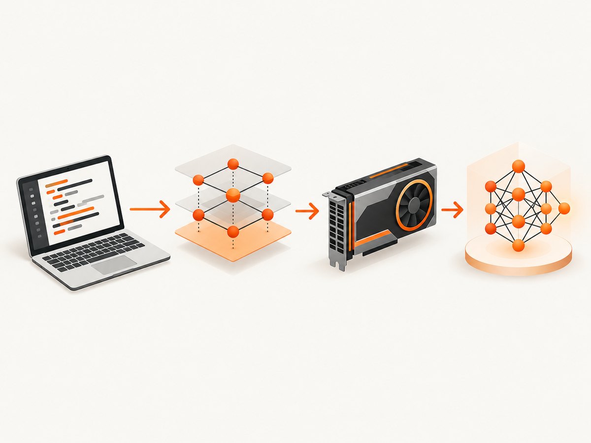 Frameworks, notebooks, and GPU software occupy different layers of a deep-learning stack.