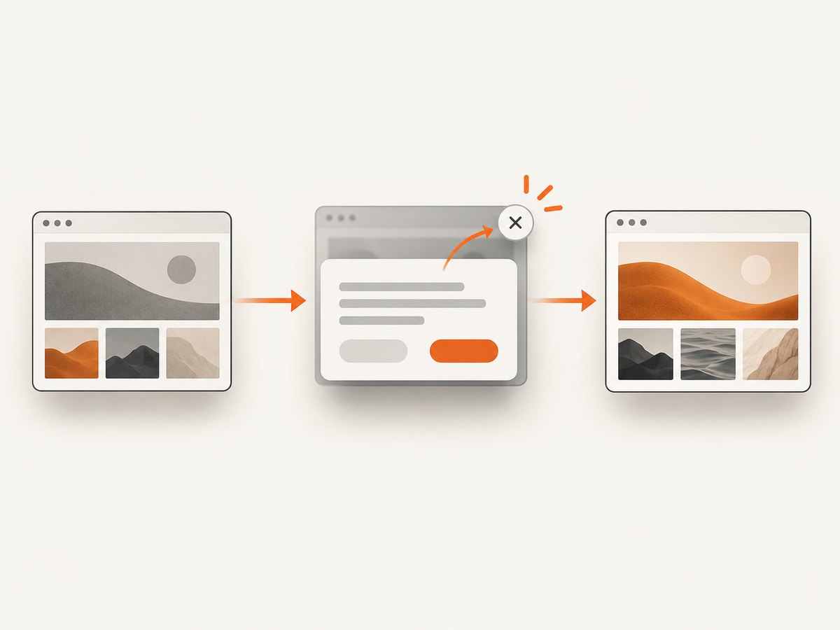 A capture workflow can remove obstructive overlays before producing a clean gallery image.