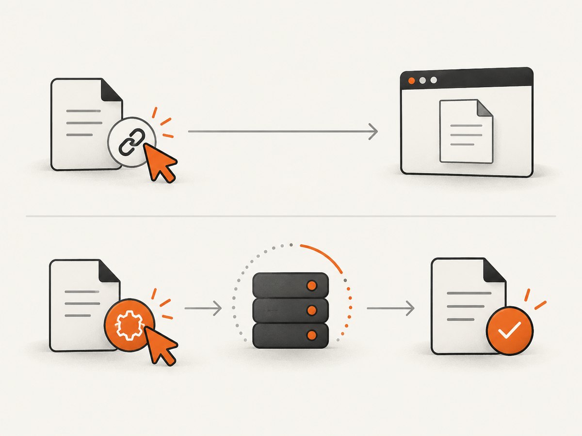 Automatic download tracking and confirmed export completion represent different points in a workflow.