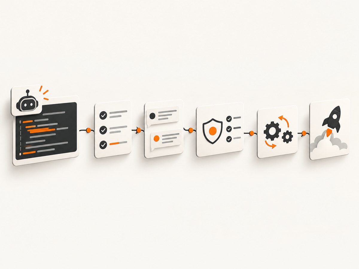 Productivity improves when AI assistance connects to review, tests, security, and delivery.