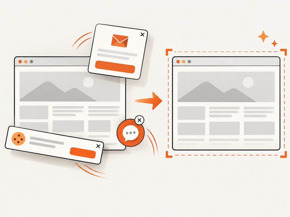A clean capture separates page content from overlays that can obscure diagnostic evidence.