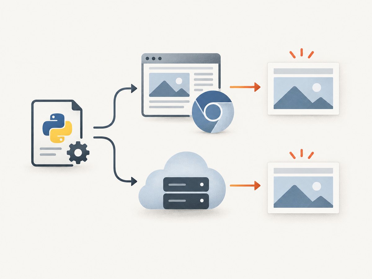 Use local browser automation for browser workflows, or a screenshot API for a direct page capture.