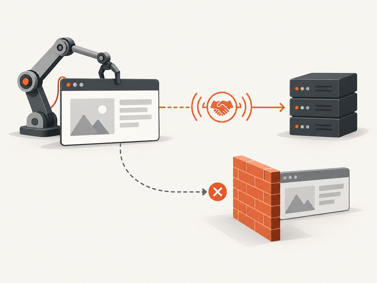A targeted browser blocklist can stop matching origins while the automation session remains attached.