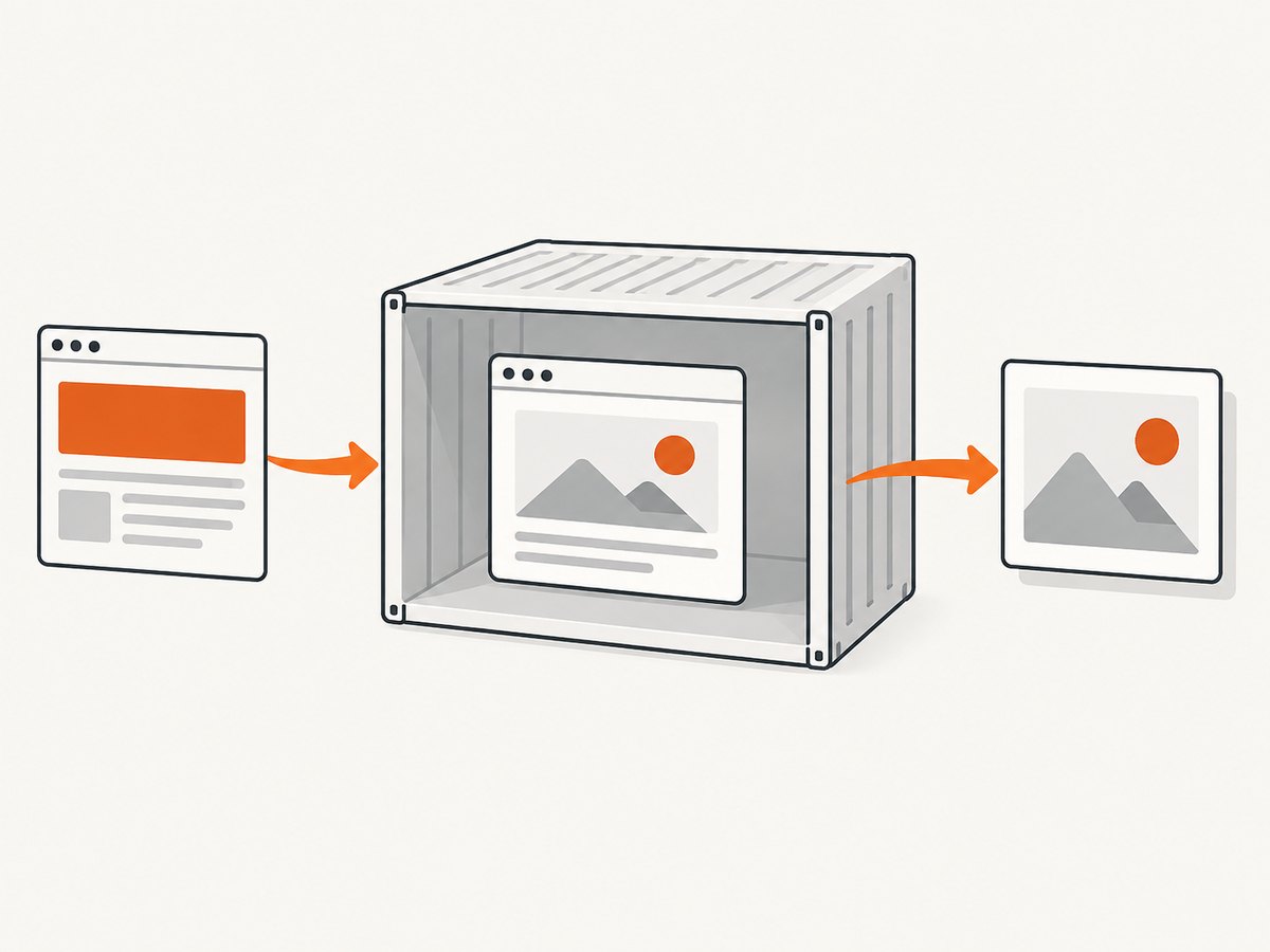 A self-hosted screenshot API wraps browser rendering in an HTTP request and image response.