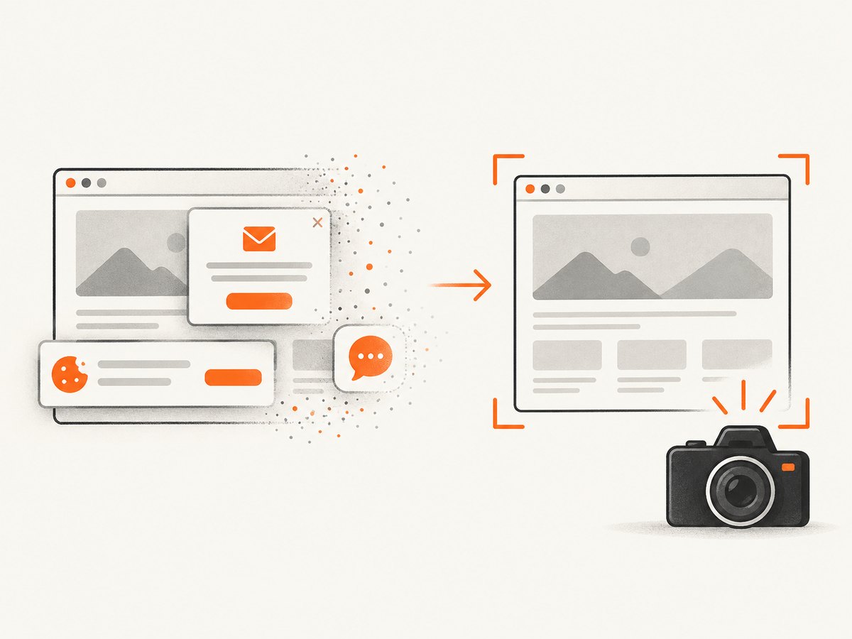 Managed capture can remove common overlays before producing the image.
