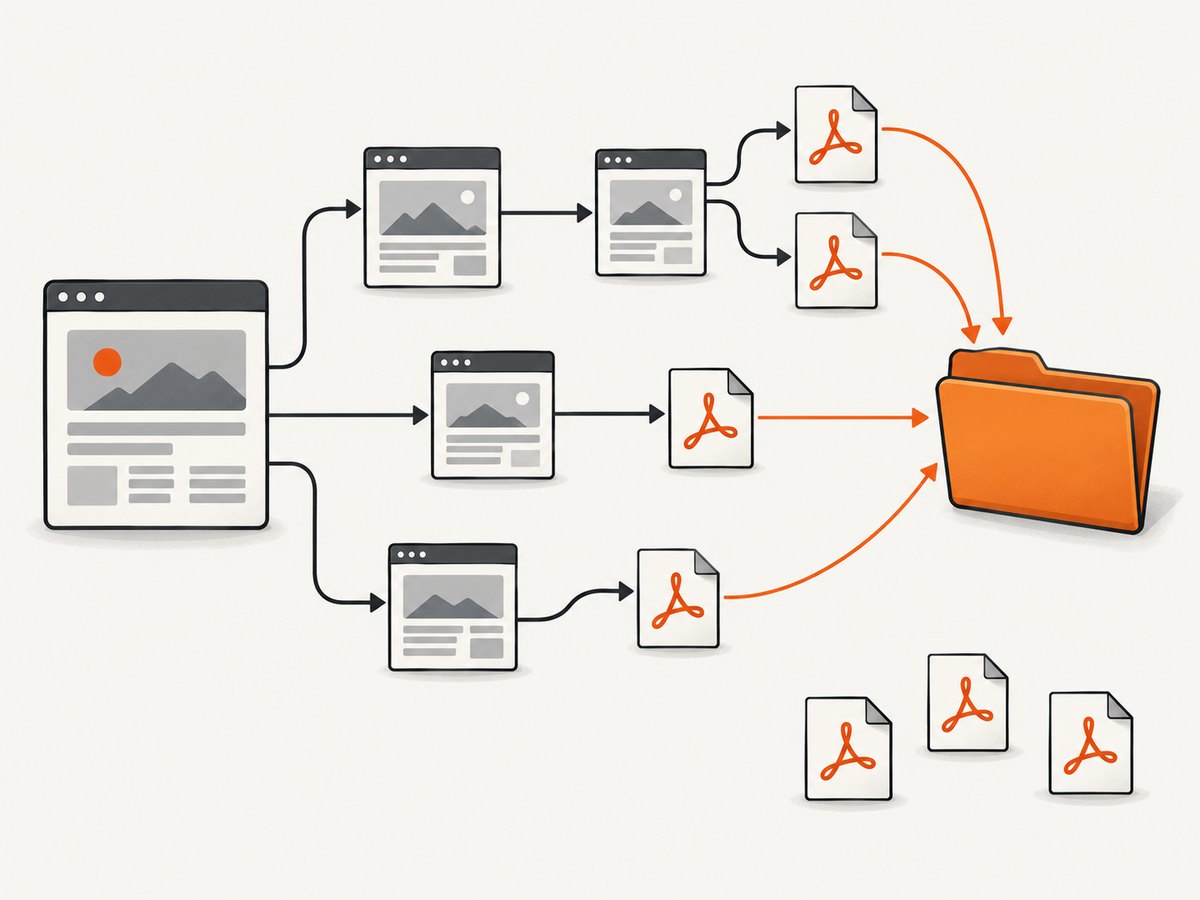 A recursive crawl collects documents it can reach through discoverable links; it cannot guarantee a complete domain inventory.