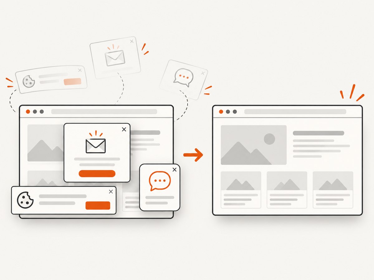 Rendered capture can remove common overlays before saving the page image.