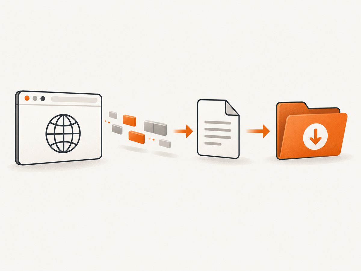 A link request, server response, and local saved file are separate steps.