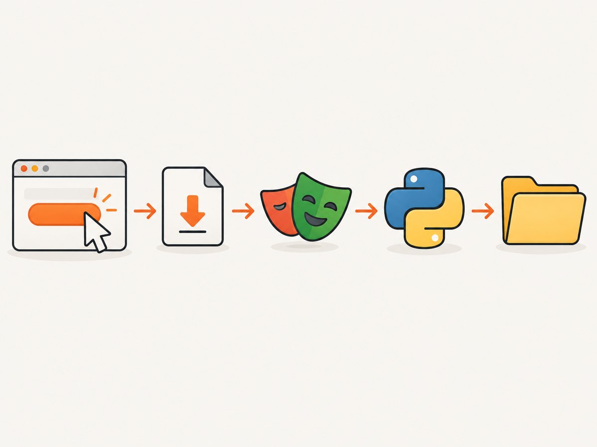 The reliable sequence is wait for the event, trigger the action, then save the Download object.