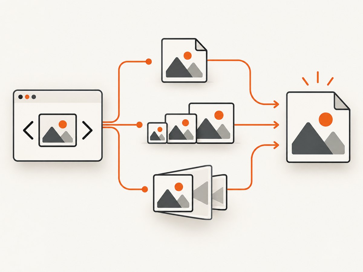 Inspect srcset and picture sources to find the largest image the page exposes.