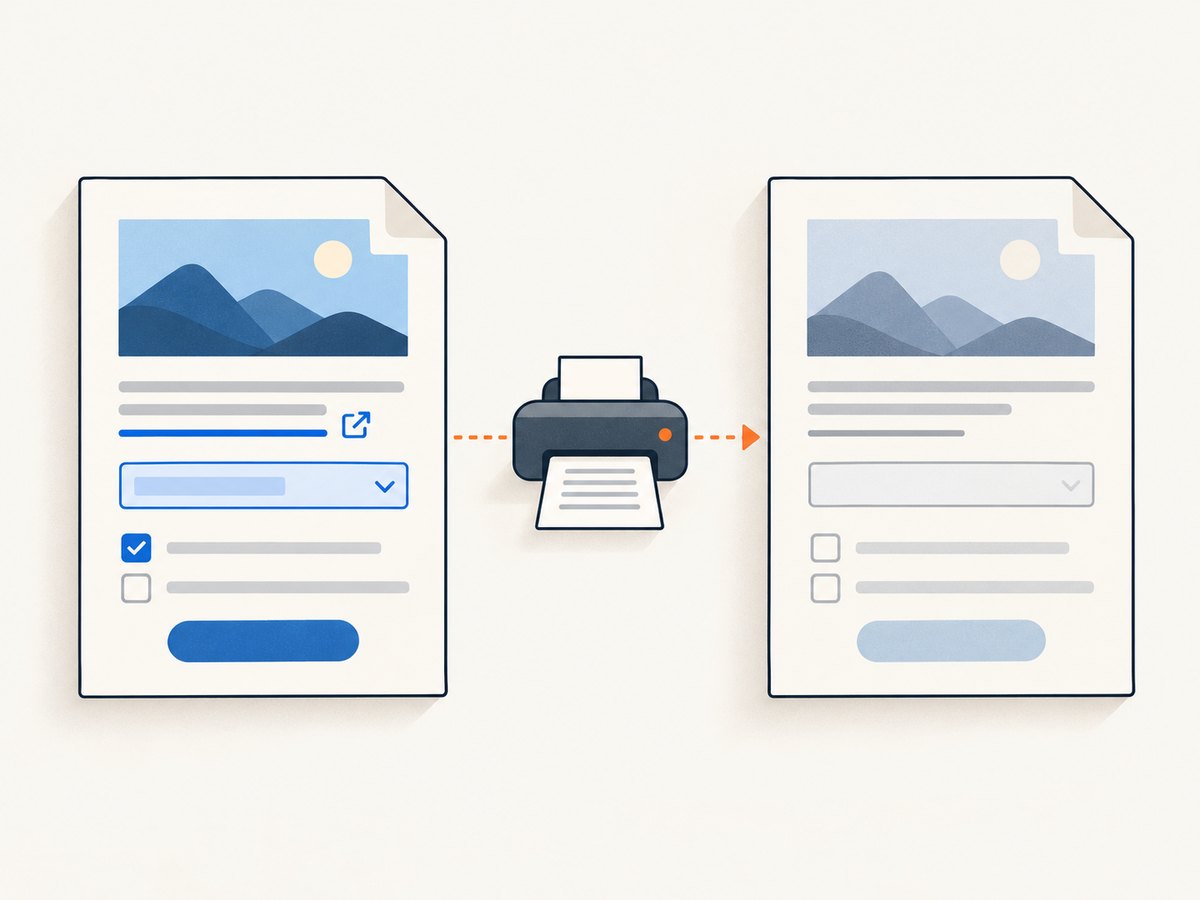 Print-to-PDF can preserve the visible page while changing document features.