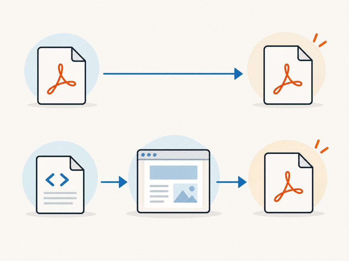 Download an existing PDF resource; use page.pdf() to print HTML.