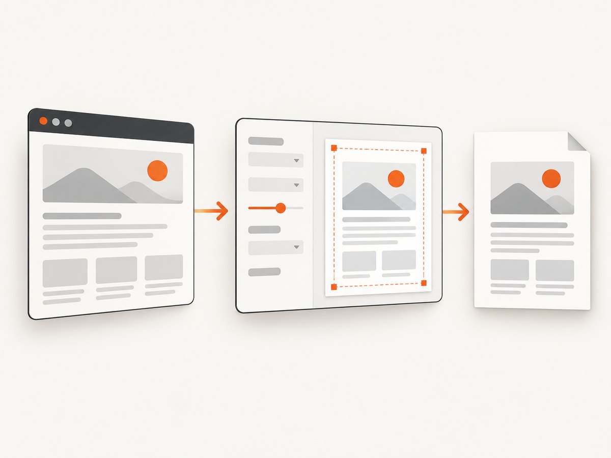 The print preview lets you check layout and backgrounds before saving the page as a PDF.