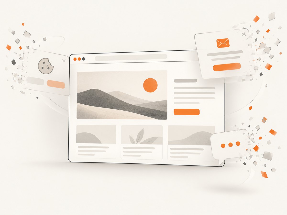 Consent banners, popups and chat widgets can be removed before a clean capture.
