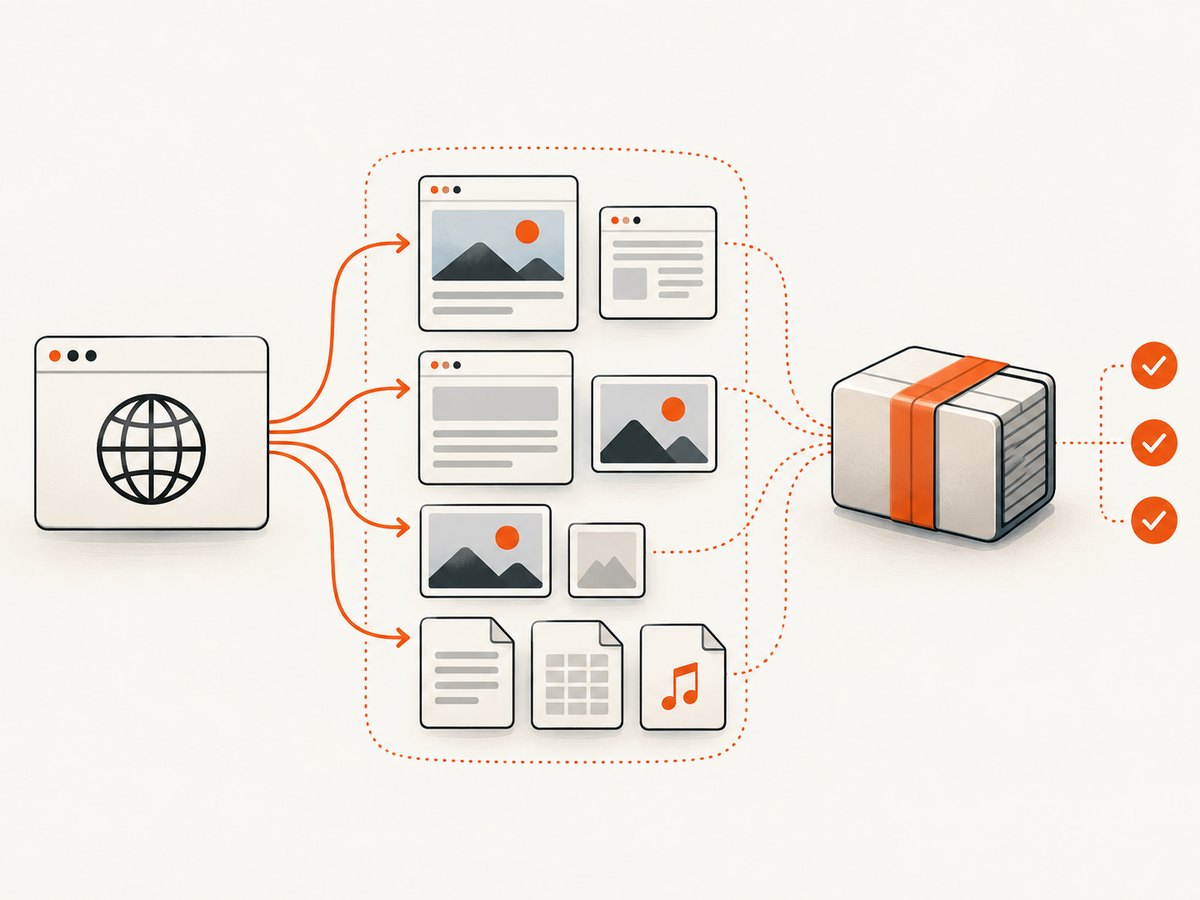 A bounded crawl follows an explicit seed, collects approved resources and records preservation metadata.