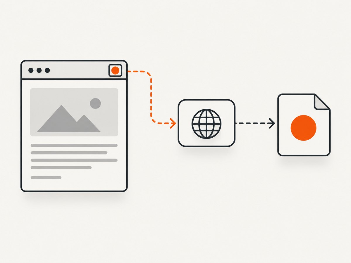 The favicon workflow: inspect the link, resolve its URL, then save the image.