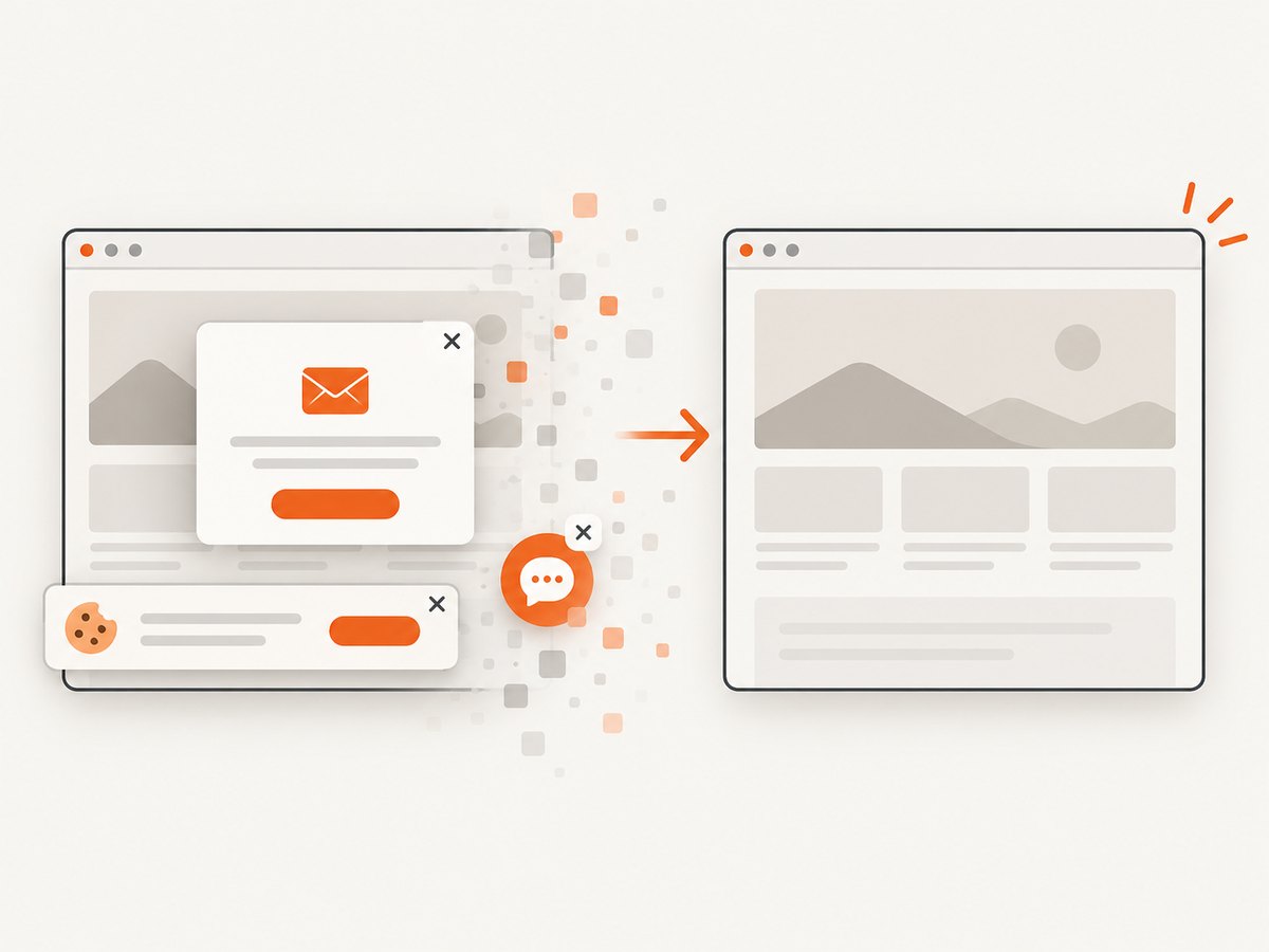 A screenshot service can remove common overlays before capturing the page.