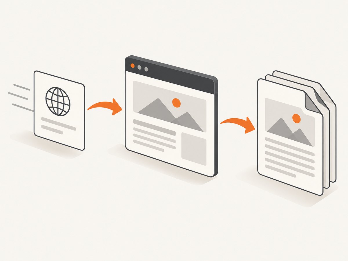 A webpage is rendered, paginated and saved as a PDF.