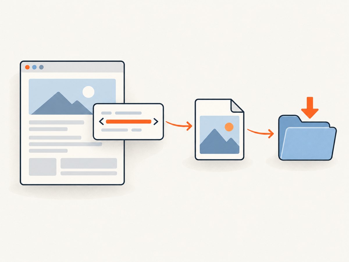 The page metadata points to an image URL; downloading that URL retrieves the source image file.