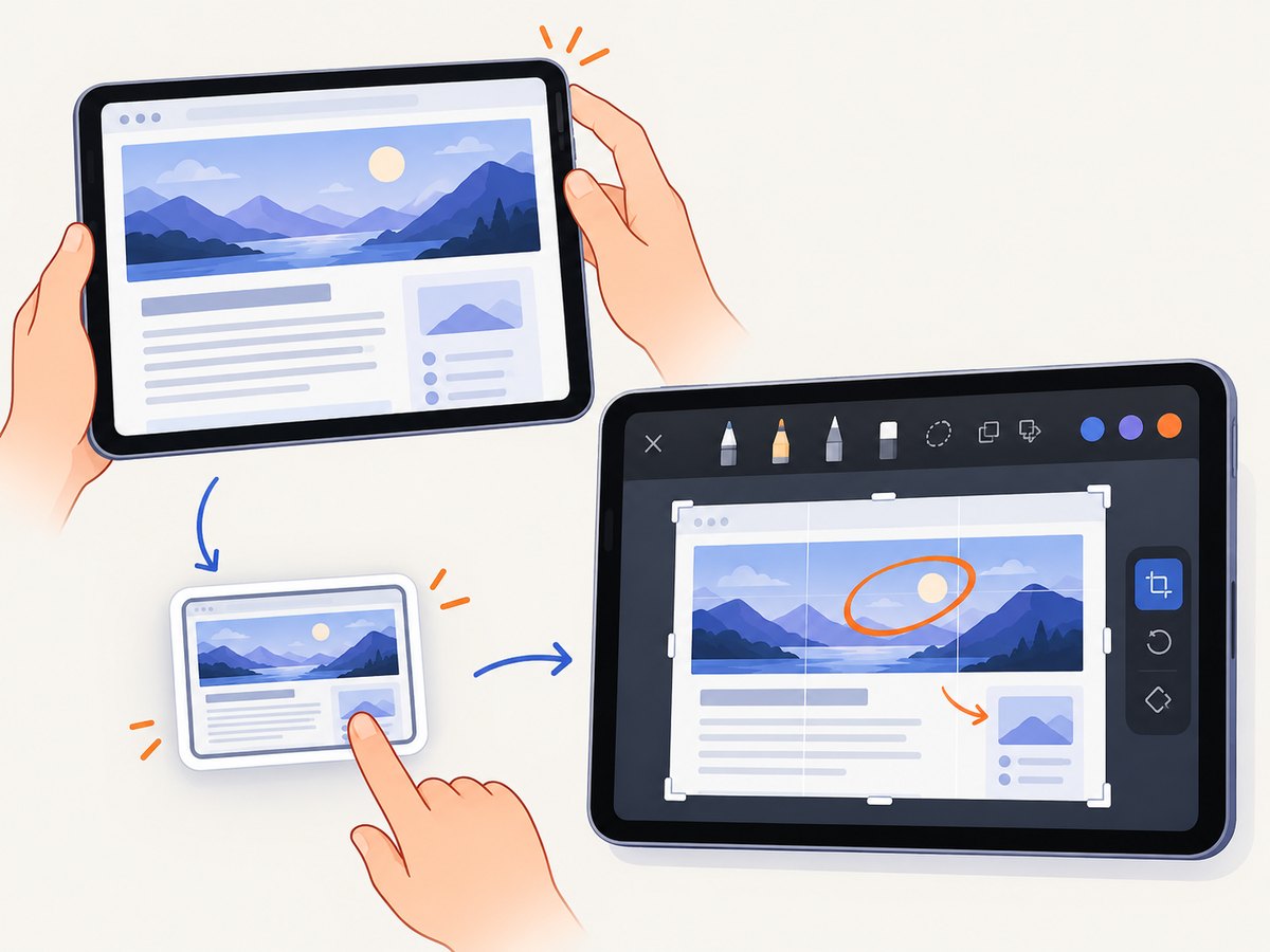The hardware shortcut creates a thumbnail that opens editing and sharing tools.