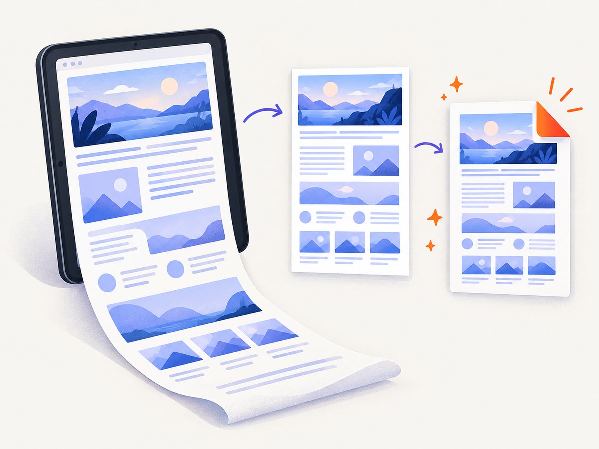 Full Page captures can preserve a supported webpage beyond the visible screen.
