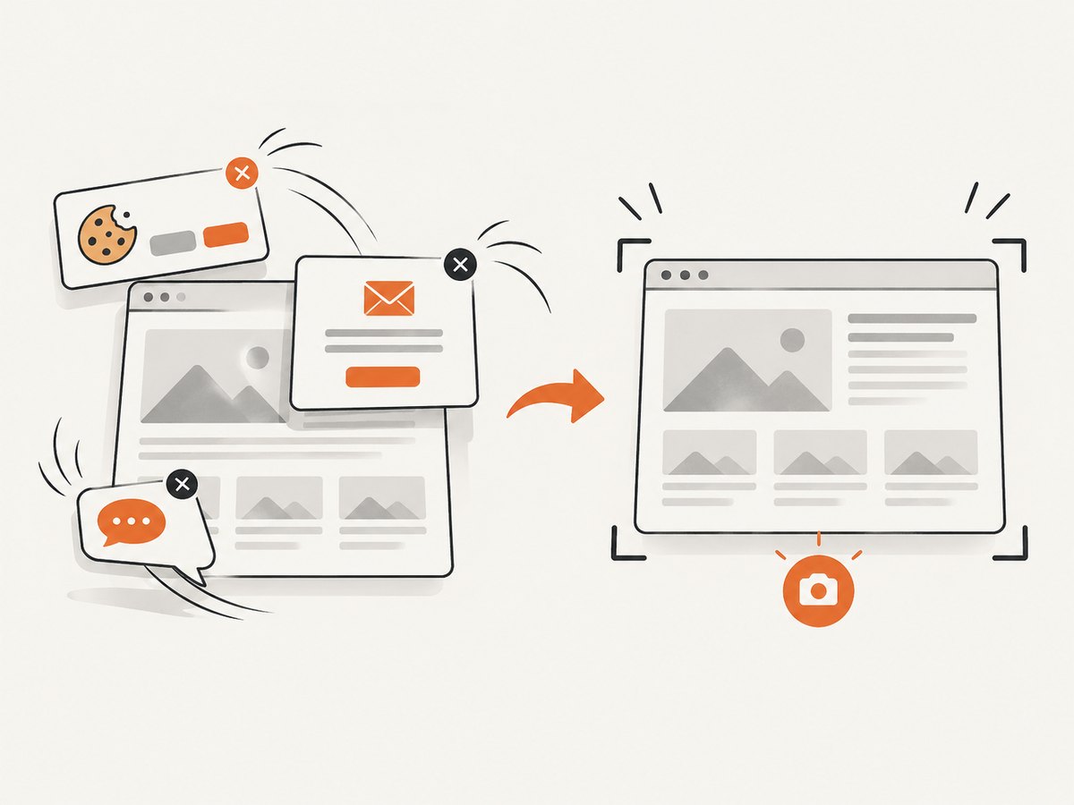 A clean capture pipeline removes common overlays before producing the image.