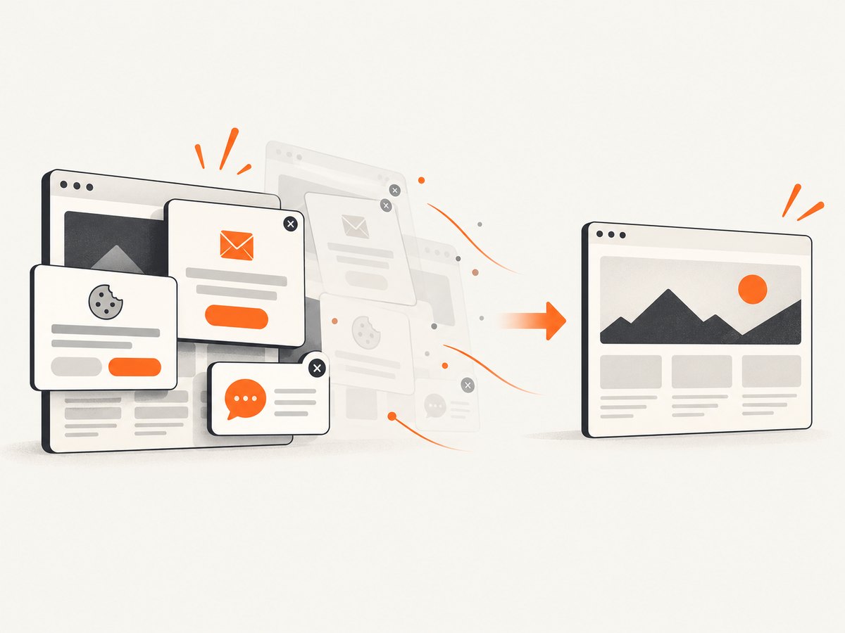ScreenshotNeo removes common overlays before capturing a page.
