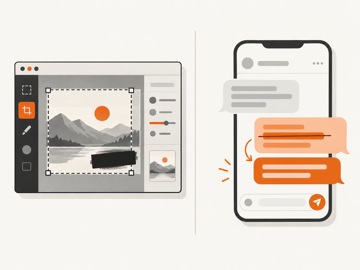 A screenshot edit changes pixels; WhatsApp's Edit command changes a sent message.