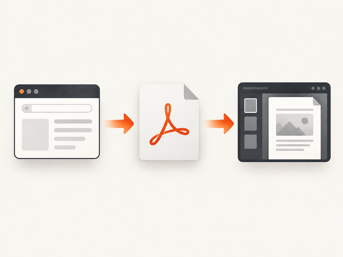 The Adobe flow: load the viewer, fetch the PDF, and render it inside a page container.