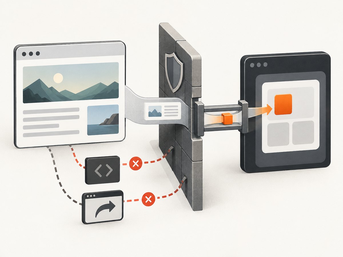 Navigation rules and JavaScript bridges define which web content can interact with native app capabilities.