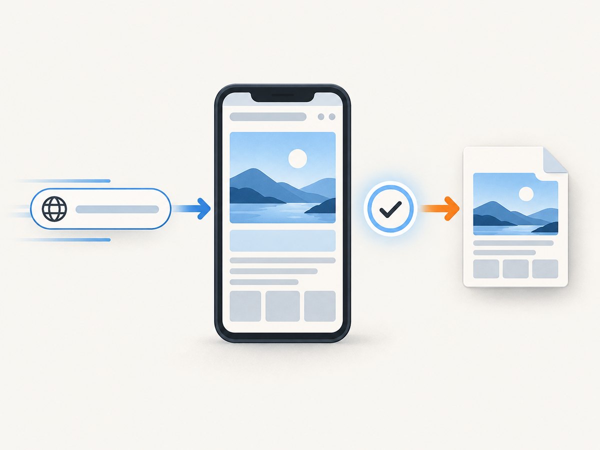 The repeatable flow is configure metrics, wait for page state, then capture.