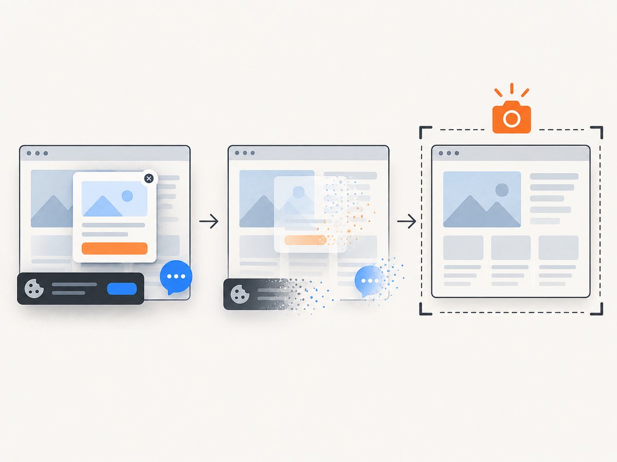 A clean capture removes common overlays before returning the image.